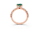 Rose gold Princess Cut Green Sapphire Solitaire with Side Stones, Pave Band, Four-Prong Setting_39