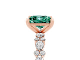 Rose gold Princess Cut Green Sapphire Solitaire with Side Stones, Pave Band, Four-Prong Setting_41