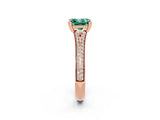 Rose gold Princess Cut Green Sapphire Split Shank Engagement Ring with Pavé Band_2