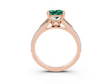 Rose gold Princess Cut Green Sapphire Split Shank Engagement Ring with Pavé Band_3