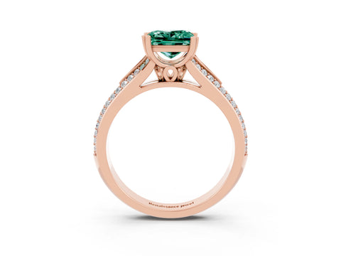 Rose gold Princess Cut Green Sapphire Split Shank Engagement Ring with Pavé Band_3