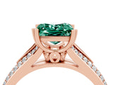 Rose gold Princess Cut Green Sapphire Split Shank Engagement Ring with Pavé Band_4