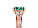 Rose gold Princess Cut Green Sapphire Split Shank Engagement Ring with Pavé Band_5