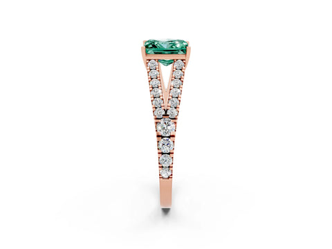 Rose gold Princess Cut Green Sapphire Split Shank Pavé Engagement Ring with Four-Prong Setting_14