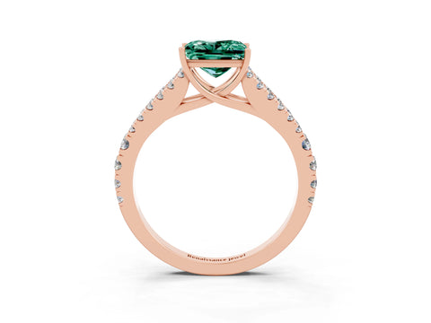 Rose gold Princess Cut Green Sapphire Split Shank Pavé Engagement Ring with Four-Prong Setting_15