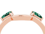 Rose gold Princess Cut Green Sapphire Two-Stone Open Band Ring with Four-Prong Setting_10