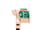 Rose gold Princess Cut Green Sapphire Two-Stone Open Band Ring with Four-Prong Setting_11