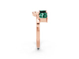 Rose gold Princess Cut Green Sapphire Two-Stone Open Band Ring with Four-Prong Setting_8