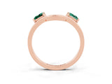 Rose gold Princess Cut Green Sapphire Two-Stone Open Band Ring with Four-Prong Setting_9