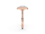 Rose gold Princess Cut Halo Bezel Diamond Pave Band Ring_11