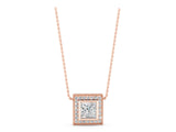Rose gold Princess Cut Halo Bezel Pendant_10