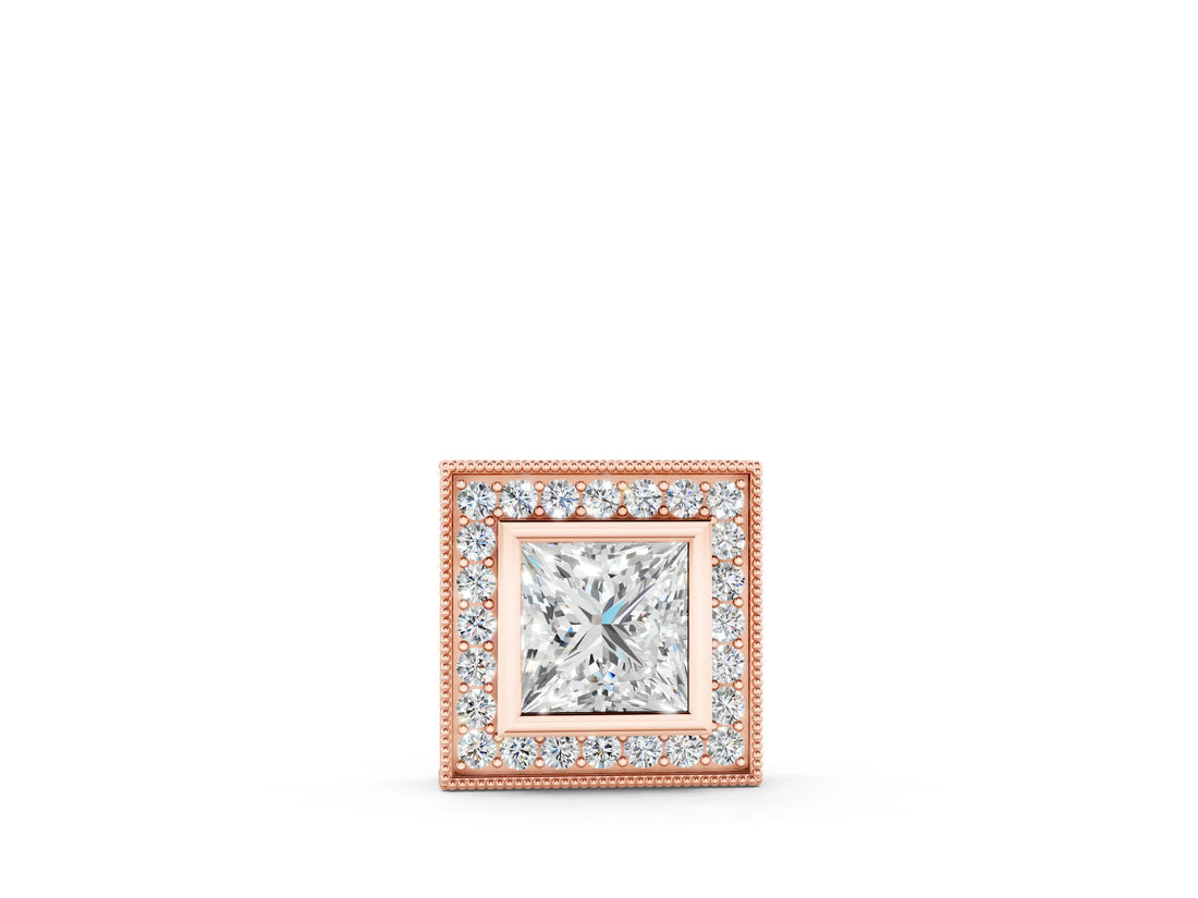Rose gold Princess Cut Halo Bezel Pendant_9
