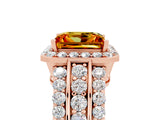 Rose gold Princess Cut Halo Citrine Ring with Split Shank and Four-Prong Setting_5