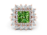 Rose gold Princess Cut Halo Cluster Diamond Ring with Pave Band and Four-Prong Setting_12