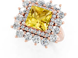 Rose gold Princess Cut Halo Cluster Diamond Ring with Pave Band and Four-Prong Setting_13