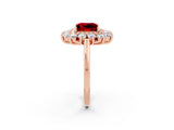 Rose gold Princess Cut Halo Cluster Diamond Ring with Pave Band and Four-Prong Setting_14