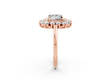 Rose gold Princess Cut Halo Cluster Diamond Ring with Pave Band and Four-Prong Setting_14