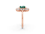 Rose gold Princess Cut Halo Cluster Diamond Ring with Pave Band and Four-Prong Setting_14