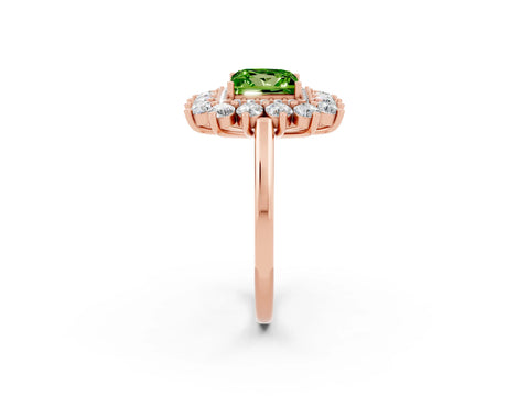 Rose gold Princess Cut Halo Cluster Diamond Ring with Pave Band and Four-Prong Setting_14