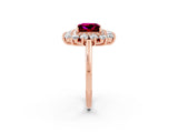 Rose gold Princess Cut Halo Cluster Diamond Ring with Pave Band and Four-Prong Setting_14