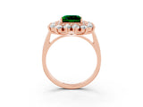 Rose gold Princess Cut Halo Cluster Diamond Ring with Pave Band and Four-Prong Setting_15