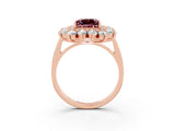 Rose gold Princess Cut Halo Cluster Diamond Ring with Pave Band and Four-Prong Setting_15