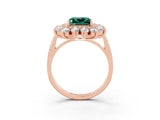 Rose gold Princess Cut Halo Cluster Diamond Ring with Pave Band and Four-Prong Setting_15