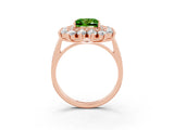Rose gold Princess Cut Halo Cluster Diamond Ring with Pave Band and Four-Prong Setting_15