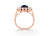 Rose gold Princess Cut Halo Cluster Diamond Ring with Pave Band and Four-Prong Setting_15