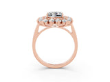Rose gold Princess Cut Halo Cluster Diamond Ring with Pave Band and Four-Prong Setting_15