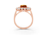 Rose gold Princess Cut Halo Cluster Diamond Ring with Pave Band and Four-Prong Setting_15