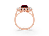 Rose gold Princess Cut Halo Cluster Diamond Ring with Pave Band and Four-Prong Setting_15