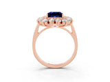 Rose gold Princess Cut Halo Cluster Diamond Ring with Pave Band and Four-Prong Setting_15