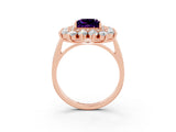 Rose gold Princess Cut Halo Cluster Diamond Ring with Pave Band and Four-Prong Setting_15