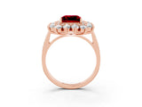 Rose gold Princess Cut Halo Cluster Diamond Ring with Pave Band and Four-Prong Setting_15