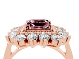 Rose gold Princess Cut Halo Cluster Diamond Ring with Pave Band and Four-Prong Setting_16