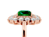 Rose gold Princess Cut Halo Cluster Diamond Ring with Pave Band and Four-Prong Setting_17