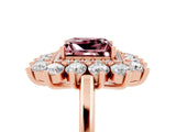 Rose gold Princess Cut Halo Cluster Diamond Ring with Pave Band and Four-Prong Setting_17