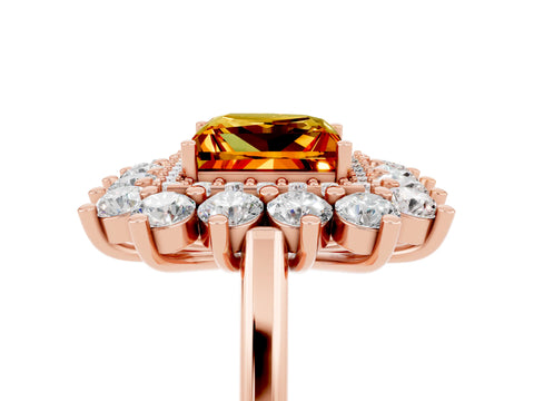 Rose gold Princess Cut Halo Cluster Diamond Ring with Pave Band and Four-Prong Setting_17