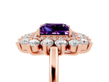 Rose gold Princess Cut Halo Cluster Diamond Ring with Pave Band and Four-Prong Setting_17