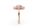 Rose gold Princess Cut Halo Cluster Diamond Ring with Pave Band and Four-Prong Setting_17
