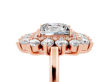 Rose gold Princess Cut Halo Cluster Diamond Ring with Pave Band and Four-Prong Setting_17