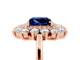 Rose gold Princess Cut Halo Cluster Diamond Ring with Pave Band and Four-Prong Setting_17