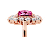 Rose gold Princess Cut Halo Cluster Diamond Ring with Pave Band and Four-Prong Setting_17