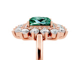 Rose gold Princess Cut Halo Cluster Diamond Ring with Pave Band and Four-Prong Setting_17