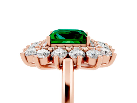 Rose gold Princess Cut Halo Cluster Diamond Ring with Pave Band and Four-Prong Setting_17