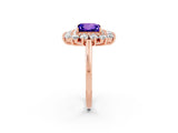 Rose gold Princess Cut Halo Cluster Diamond Ring with Pave Band and Four-Prong Setting_2