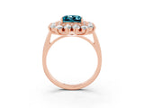 Rose gold Princess Cut Halo Cluster Diamond Ring with Pave Band and Four-Prong Setting_27