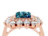Rose gold Princess Cut Halo Cluster Diamond Ring with Pave Band and Four-Prong Setting_28