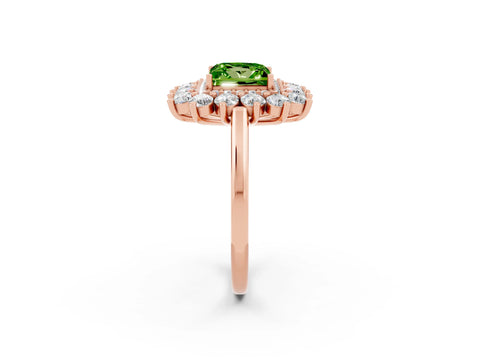Rose gold Princess Cut Halo Cluster Diamond Ring with Pave Band and Four-Prong Setting_2